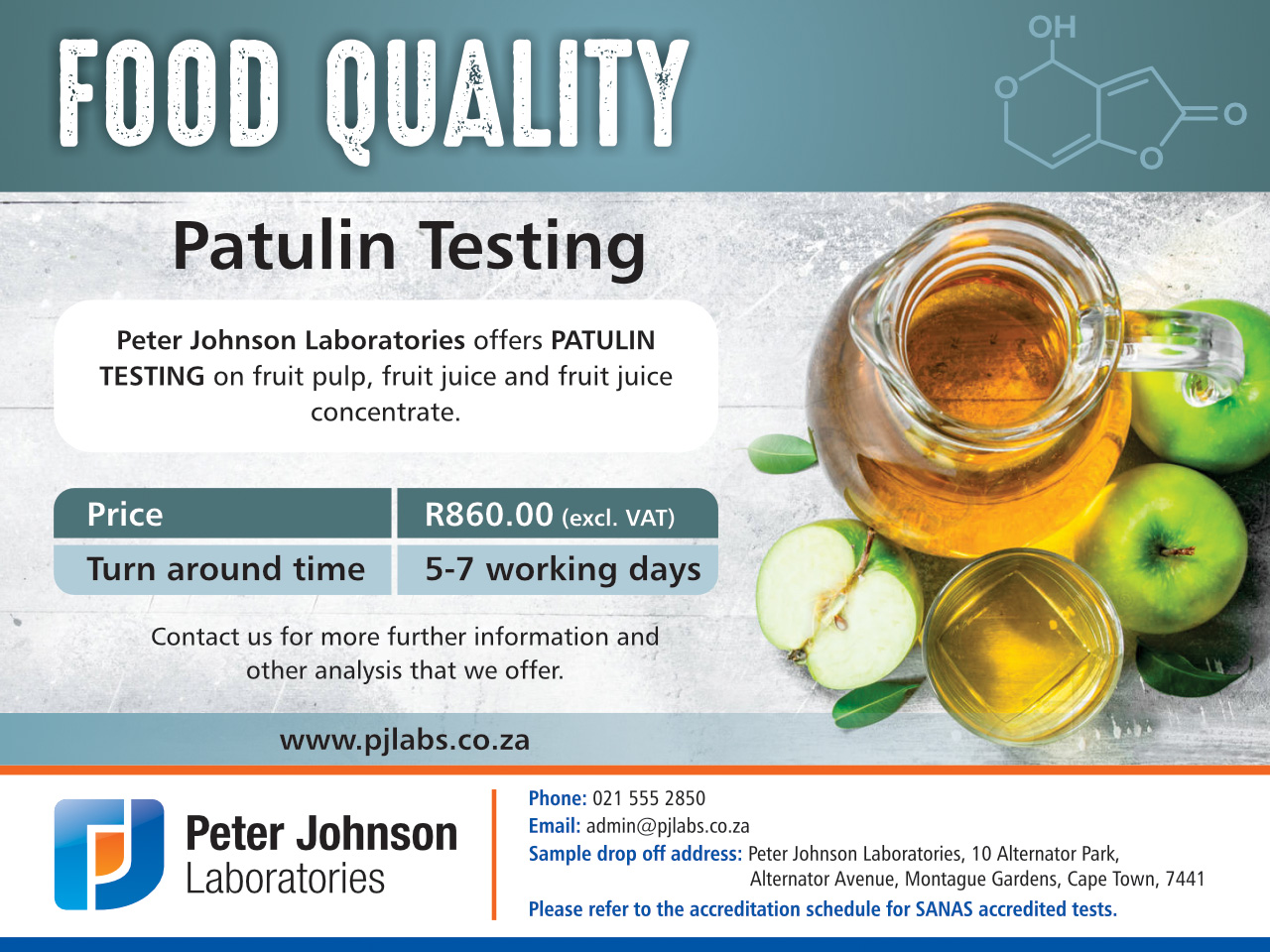 Lab Food quality Patulin Testing